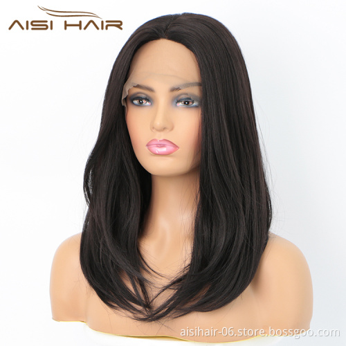 Aisi Hair Medium Long Natural Straight Wig Natural Wave Swiss Lace Wig Cheap Synthetic Lace Frontal Hair Wigs For Black Women